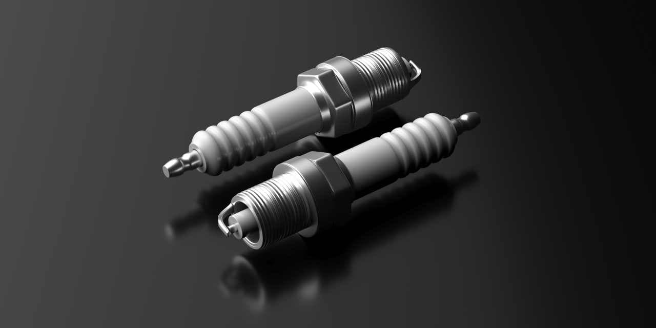 spark-plugs-car-spare-parts-black-color-background-3d-illustration