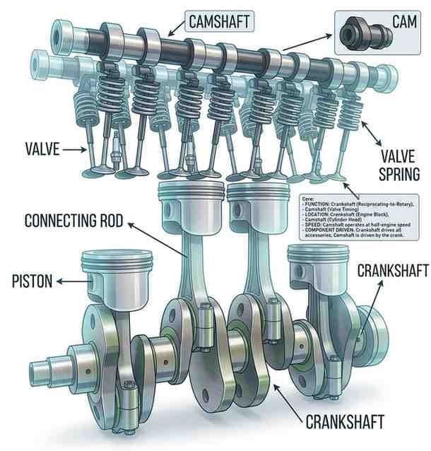 Perbedaan Crankshaft dan Camshaft pada Mesin Mobil, Jangan Sampai Tertukar!